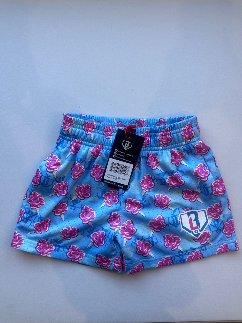 Baseball Lifestyle 101 Cotton Candy youth shorts
